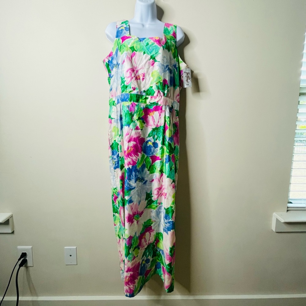 Jim Heilman Vintage Multicolor Floral Dress Size 14 NEW